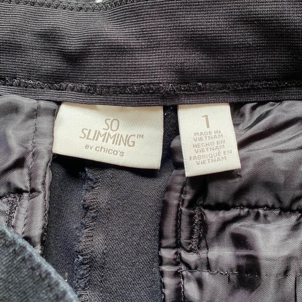 Chico’s So Slimming women’s black cotton rayon spandex pants career office SZ 1 - Picture 7 of 9